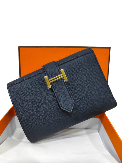 Hermes Bearn Compact Wallet Bleu Indigo Epsom GHW