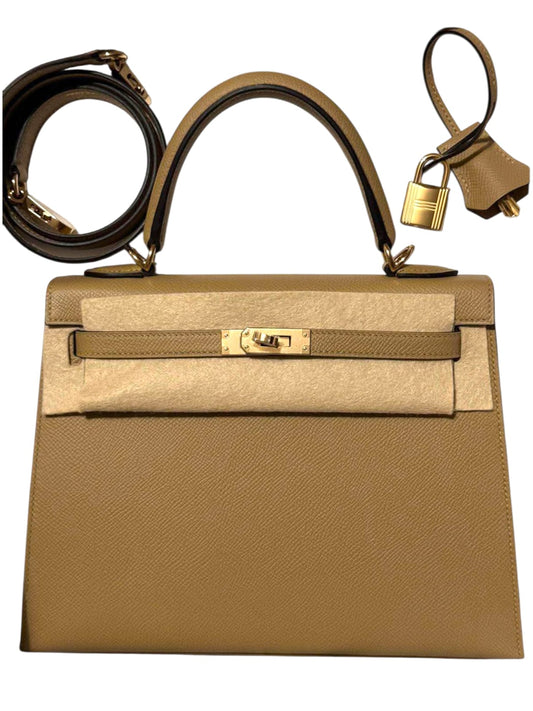 Hermes Kelly Sellier 25 Poussiere Epsom Permabrass Hardware