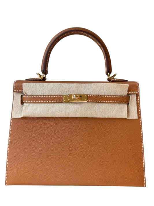 Hermes Kelly Sellier 25 Gold Epsom GHW