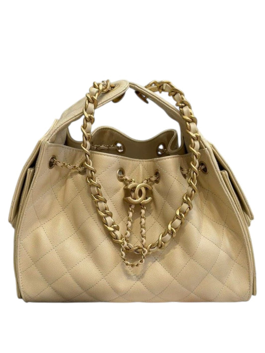 Chanel Hobo Small Light Beige Caviar AGHW