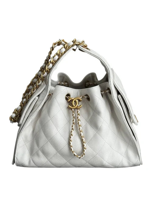 Chanel Hobo 25 Small White Caviar AGHW