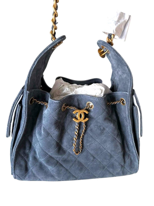 Chanel Hobo Small Suede Blue AGHW