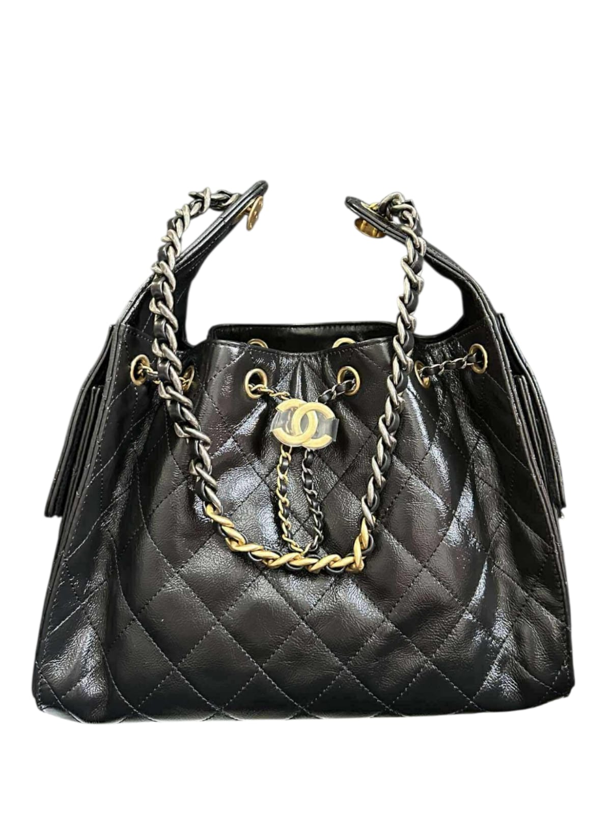 Chanel Hobo Small Black Calfskin AGHW & RHW