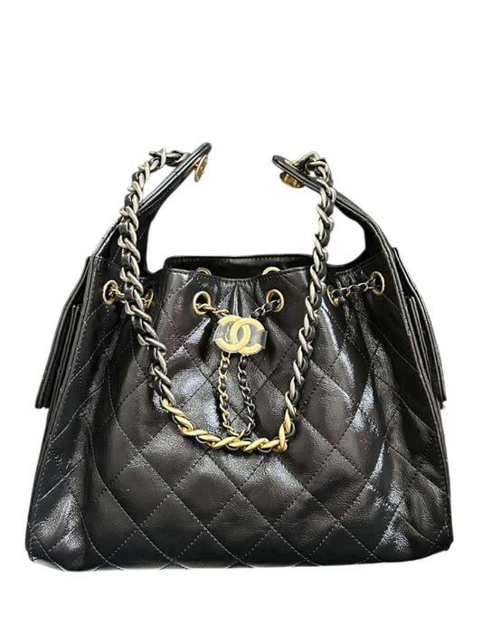 Chanel Hobo Small Black Calfskin AGHW & RHW
