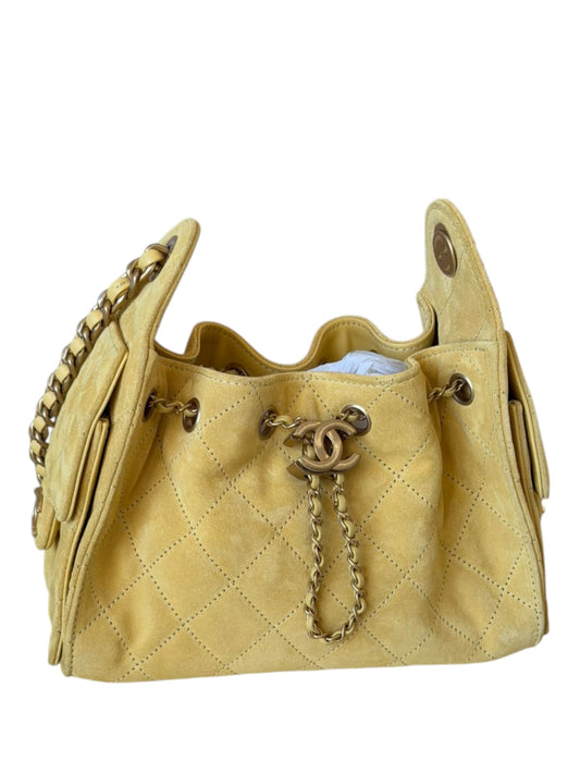 Chanel Hobo Mini Suede Yellow AGHW