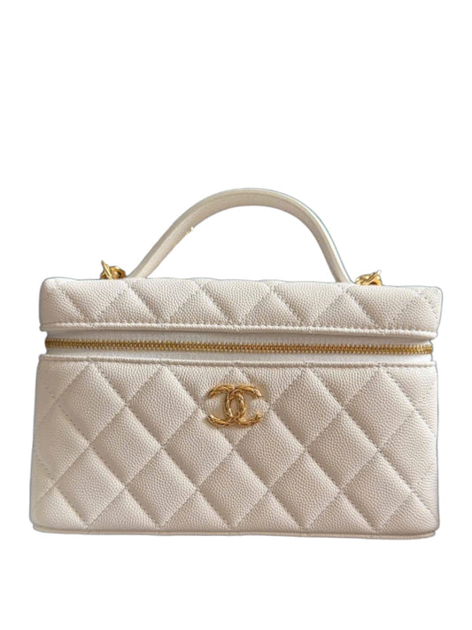 Chanel Vanity Handle White Lambskin GHW 26C