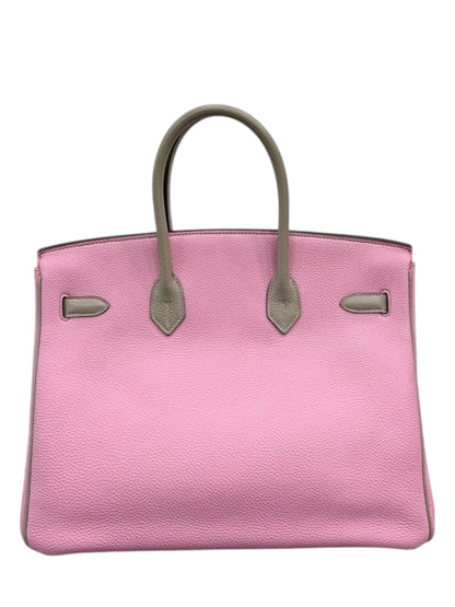 Hermes Birkin Retourne Vintage SO 35 Mauve Bubblegum Pink & Tourterelle Clemence PHW