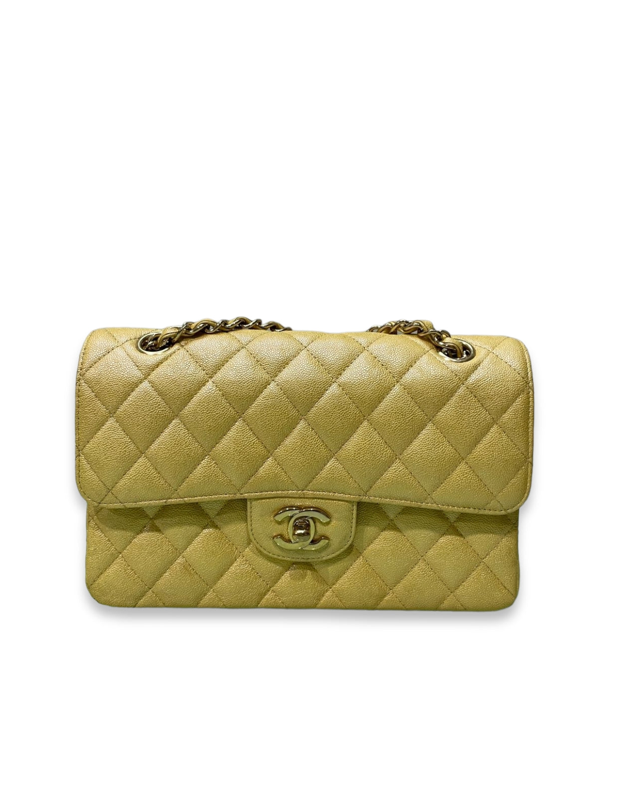 Chanel Classic Small Yellow Iridescent Caviar LGHW