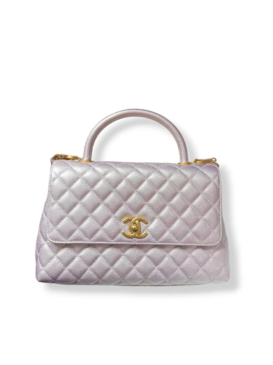 Chanel Coco Handle 10.5 Purple Pearly Caviar AGHW