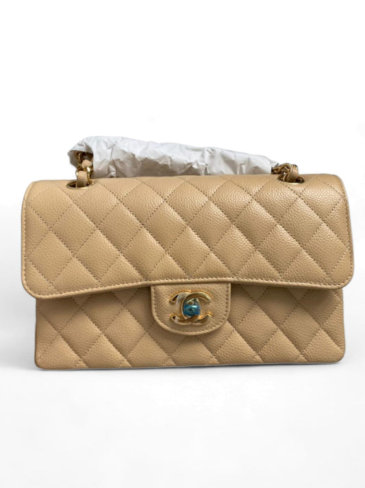 Chanel Classic Small Beige Caviar GHW