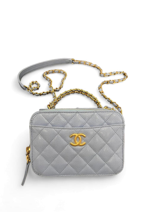Chanel Vanity Top Handle Blue Caviar AGHW