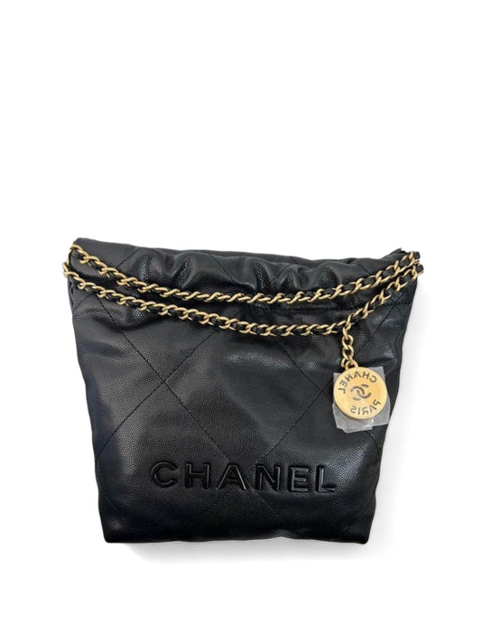 Chanel Hobo Mini Black Caviar So Black Hardware 23K