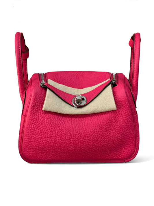 Hermes Lindy Mini Rose Extreme Clemence PHW