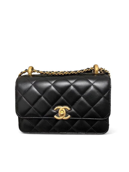 Chanel Flap Bag Mini Black Lambskin AGHW 24C