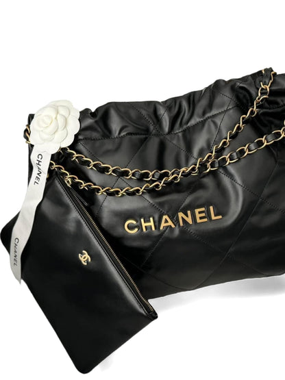 Chanel Hobo Small Black Calfskin AGHW 24C