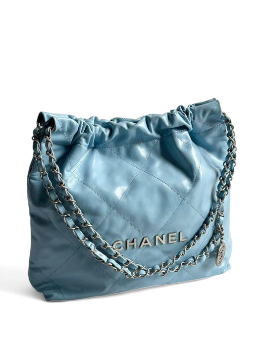 Chanel Hobo Small Blue Calfskin SHW