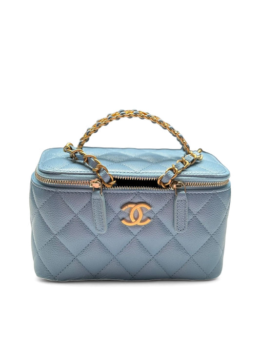 Chanel Vanity Top Handle Blue Caviar AGHW