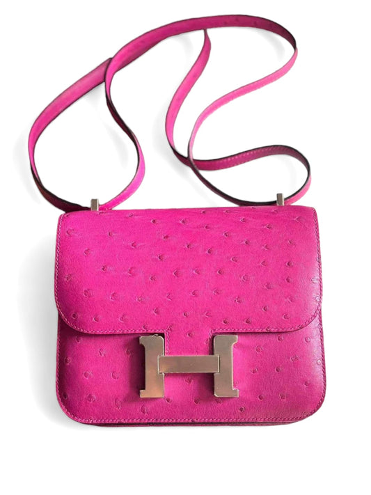 Hermes Constance 18 Rose Poupre Ostrich PHW