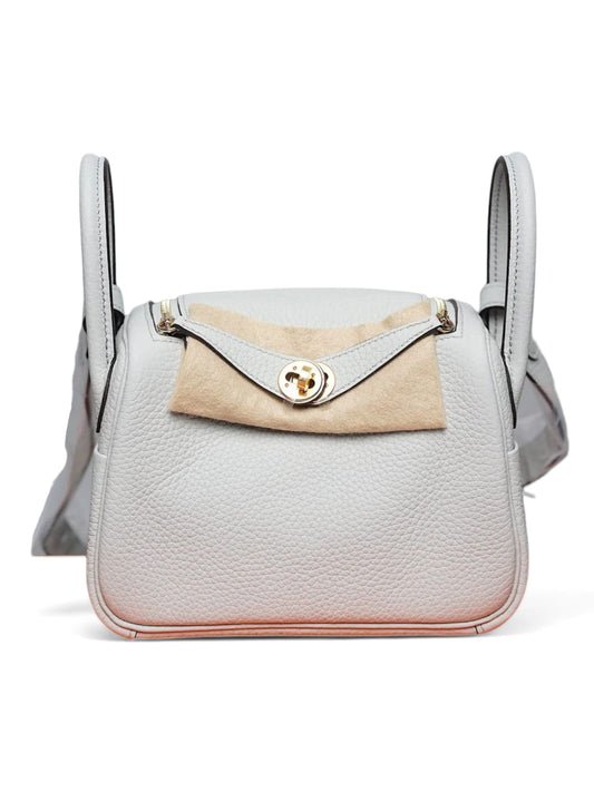 Hermes Lindy Mini Gris Pale Clemence GHW