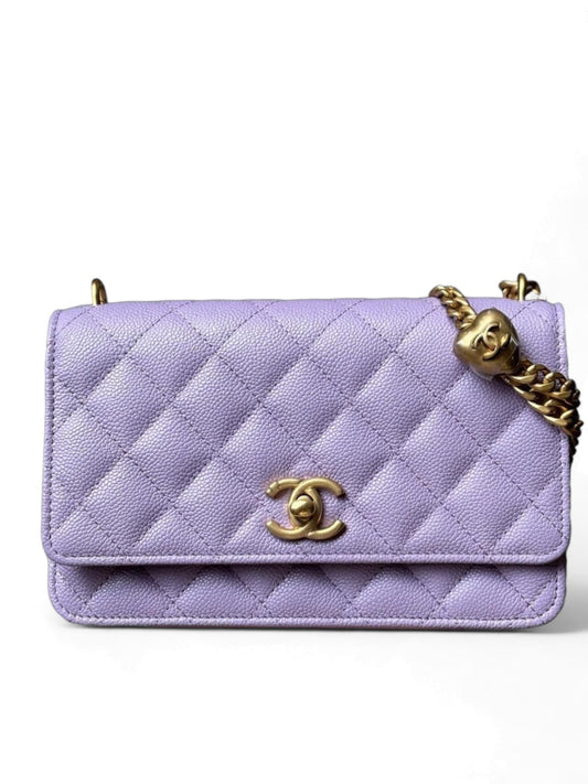 Chanel Wallet On Chain My Heart Purple Caviar AGHW 24P