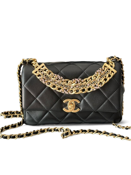 Chanel Flap Bag Mini Black Lambskin AGHW 24C