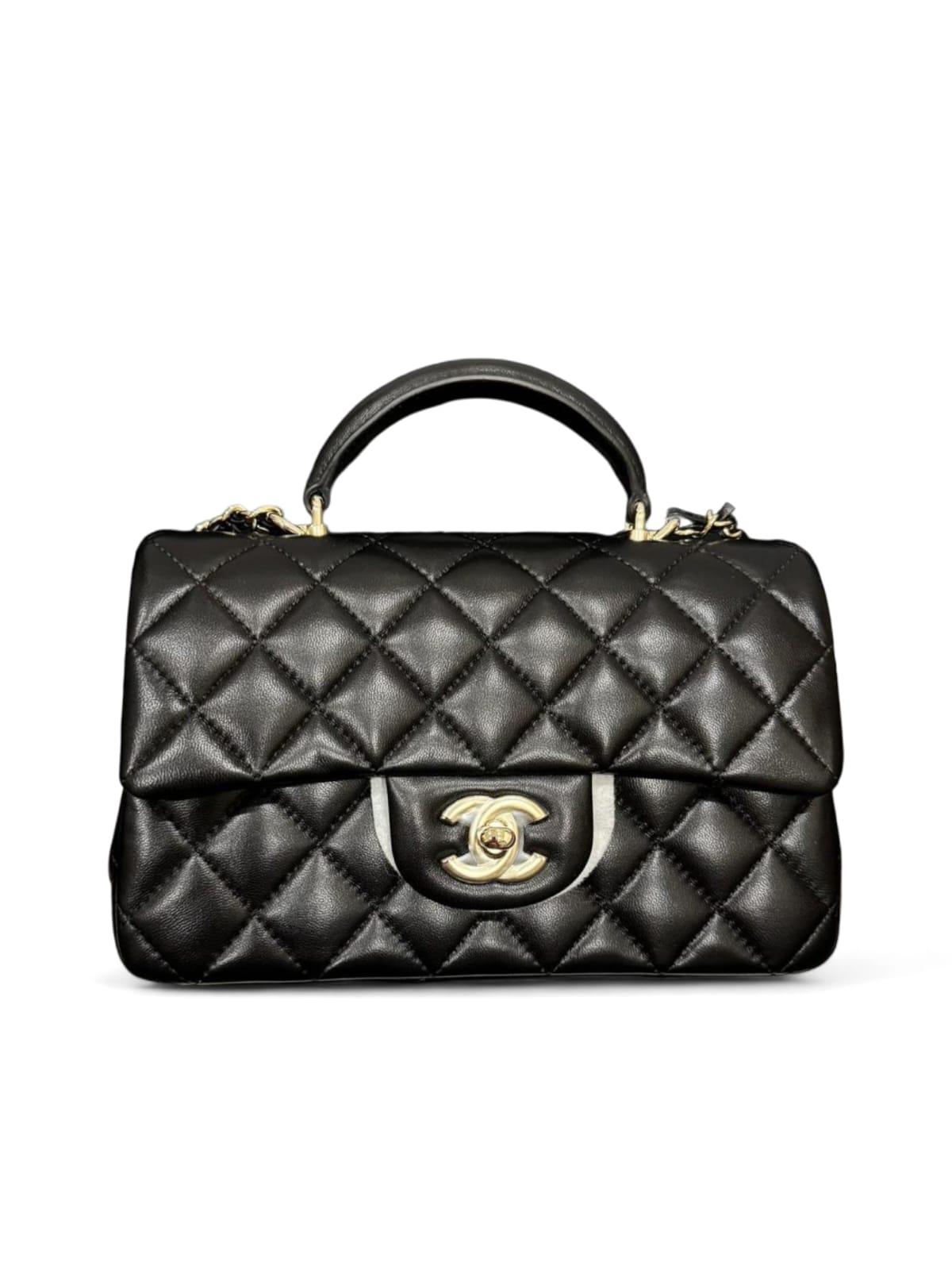 Chanel Mini Rectangular Handle Black Lambskin LGHW 24P