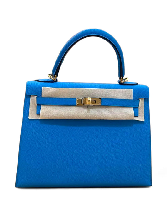 Hermes Kelly Sellier 25 Blue Fida Epsom GHW