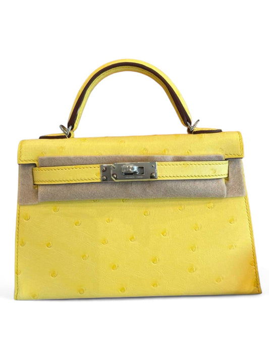Hermes Kelly Sellier 20 Jaune Citron Ostrich PHW