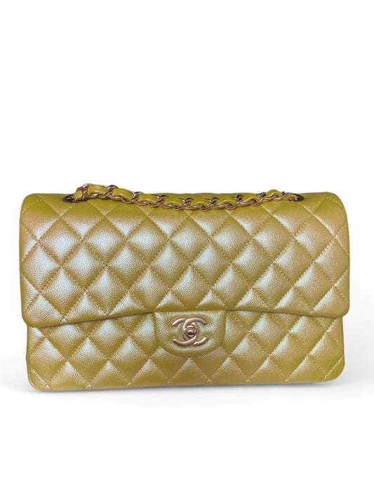 Chanel Classic Medium Yellow Pearly Caviar LGHW