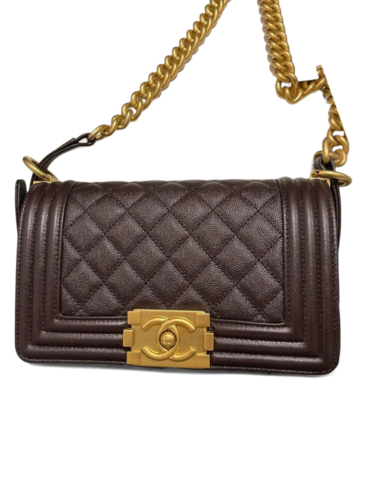 Chanel Boy Small Chocolate Caviar AGHW