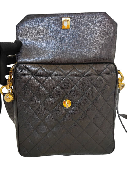 Chanel Vintage Camera Bag With CoCo Crush Ball Black Caviar GHW