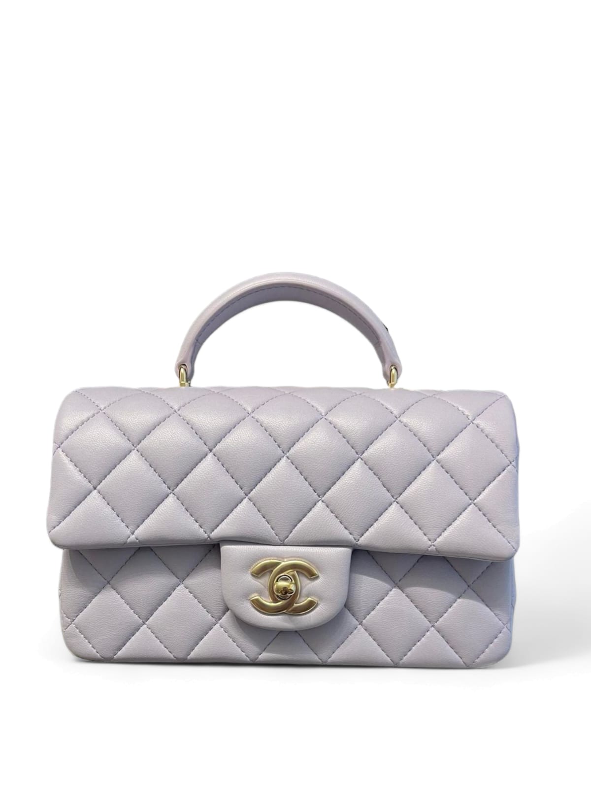 Chanel Mini Rectangular Top Handle Lilac Lambskin LGHW 21K