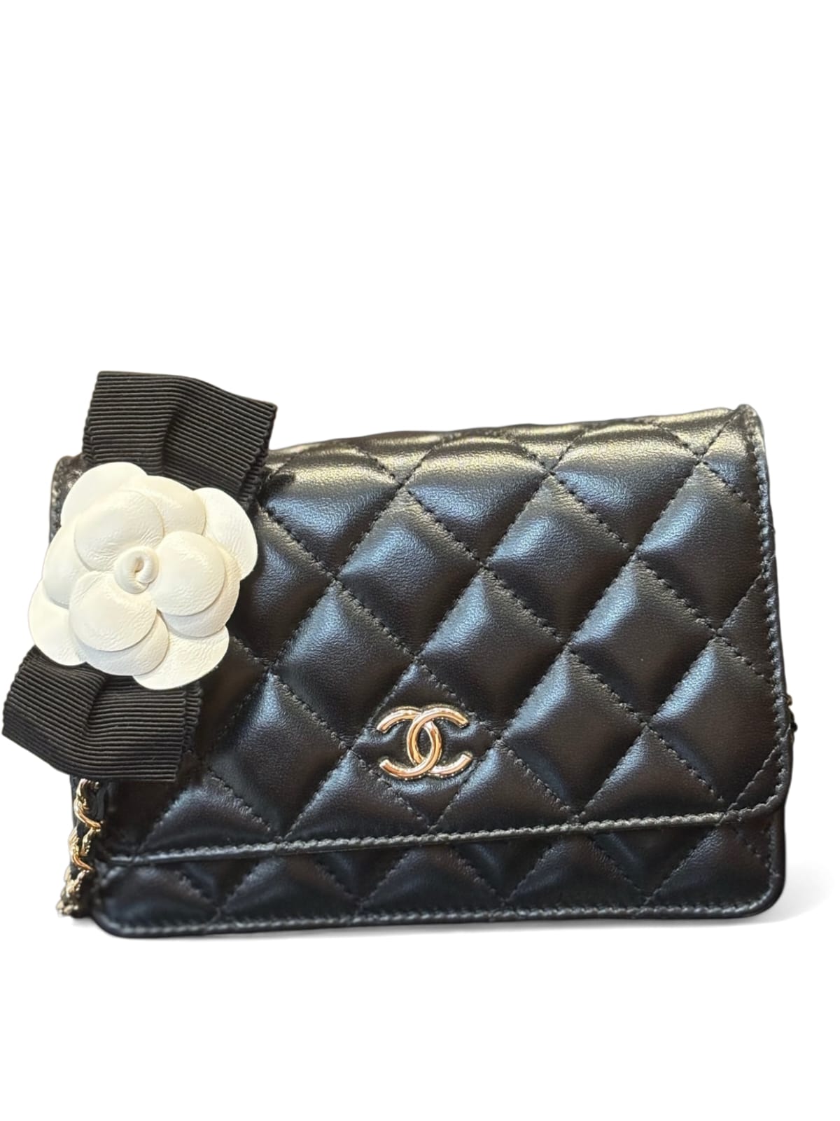 Chanel Woc With Camelia Black Lambskin LGHW