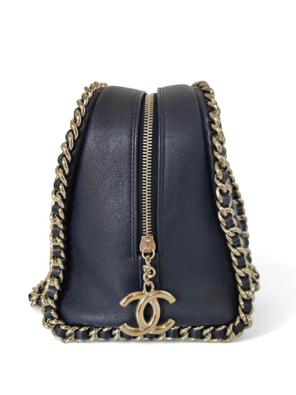 Chanel Chain Vintage Around Bowling Bag Navy Calfskin SHW