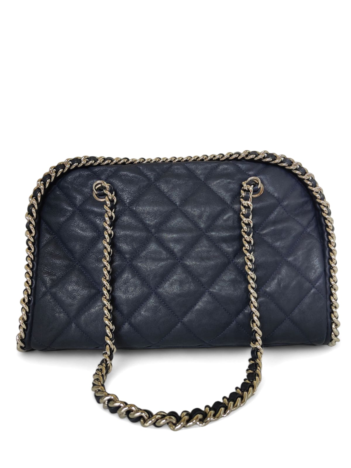 Chanel Chain Vintage Around Bowling Bag Navy Calfskin SHW