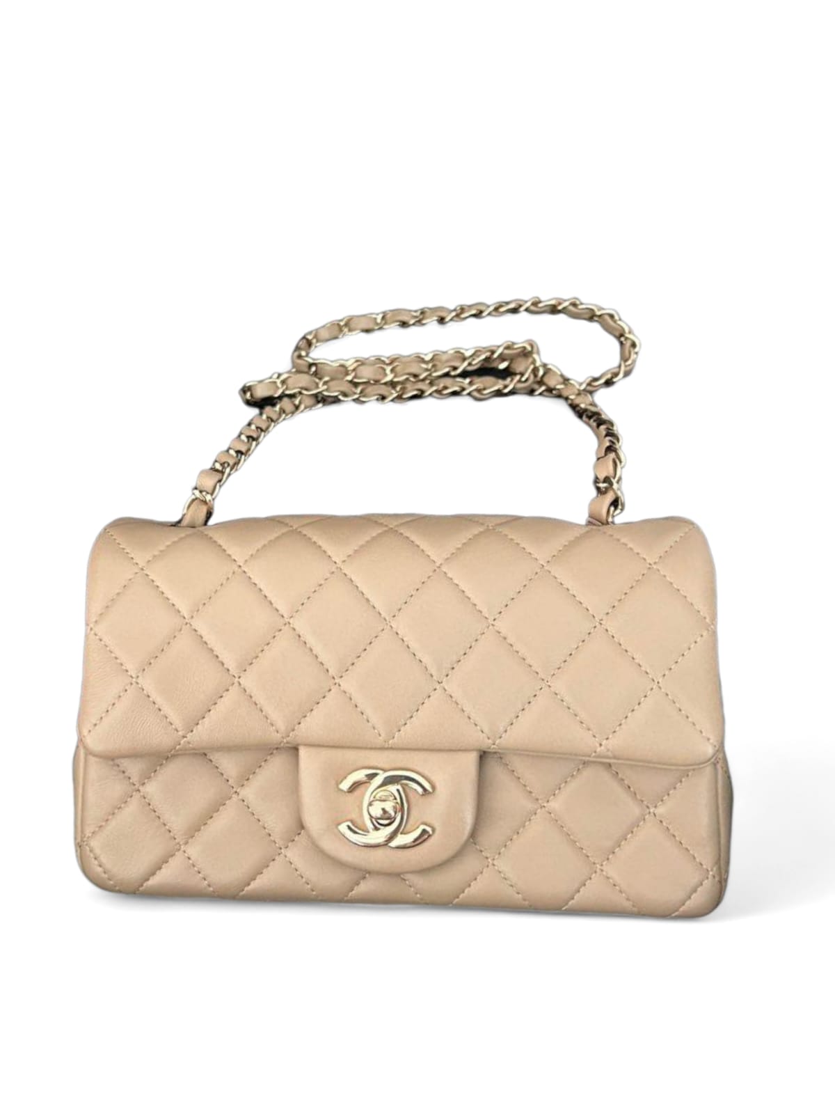 Chanel Mini Rectangular Beige Lambskin LGHW