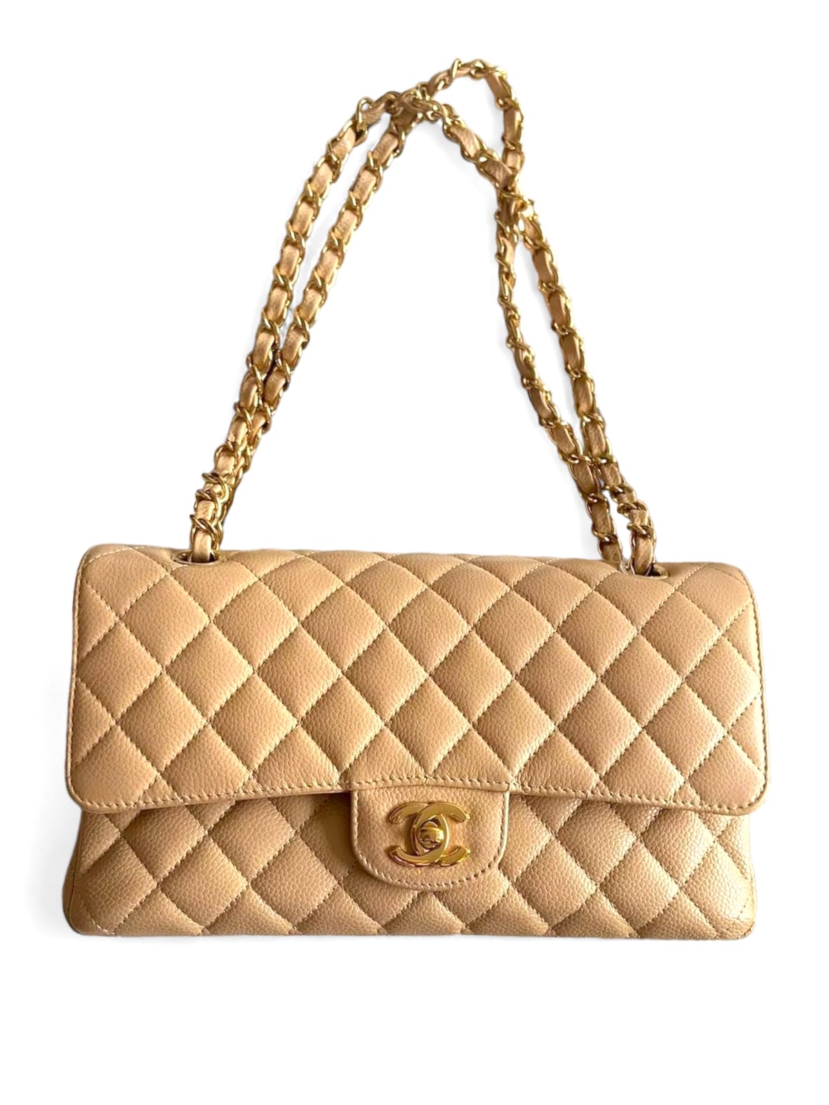 Chanel Classic Medium Beige Caviar GHW