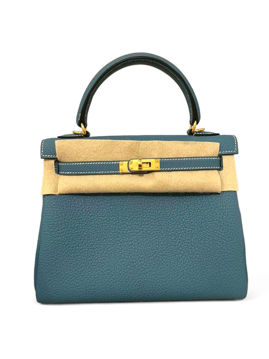 Hermes Kelly Retourne 25 Blue Jean Togo GHW