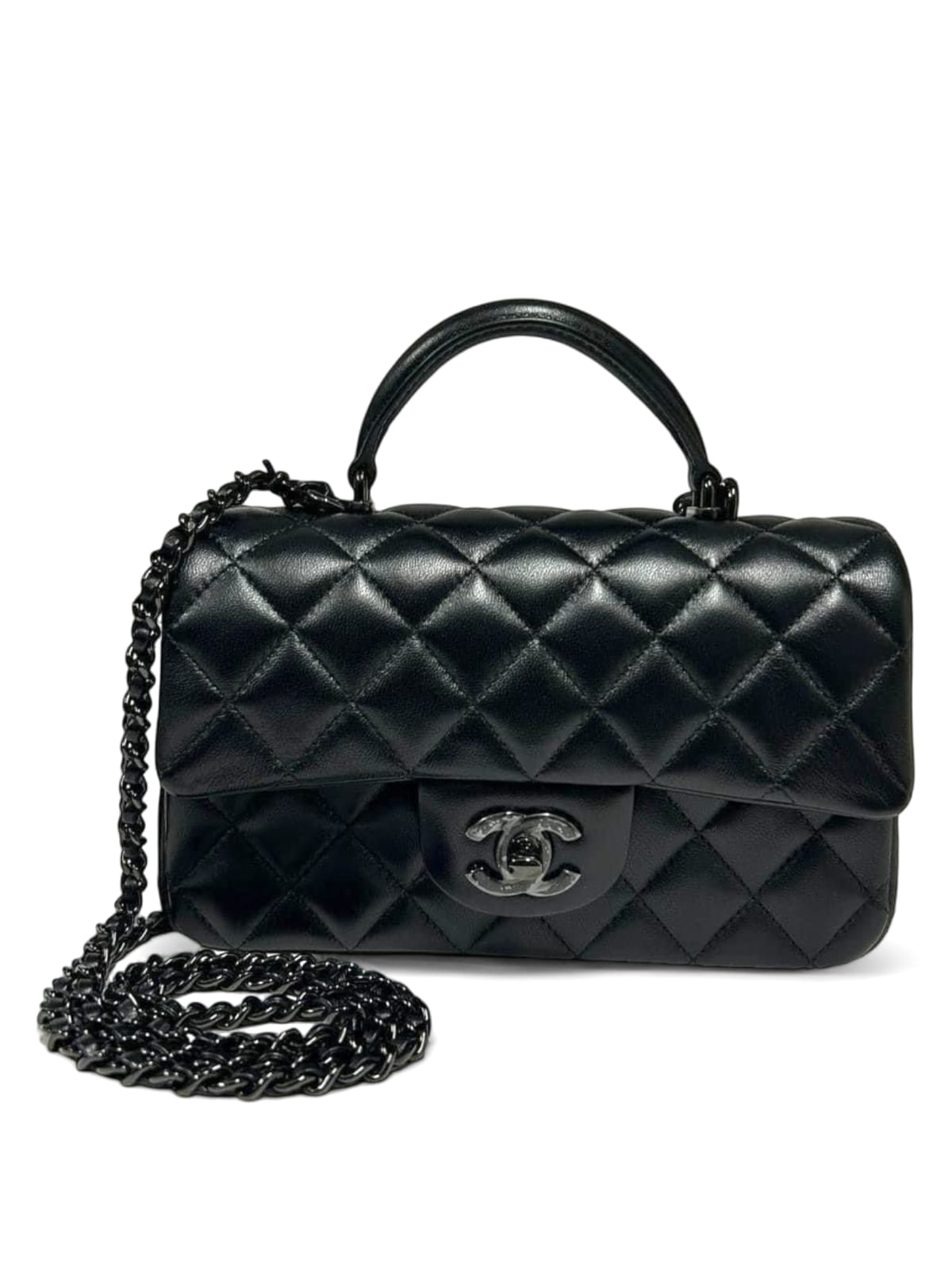 Chanel Mini Rectangular Handle So Black Lambskin