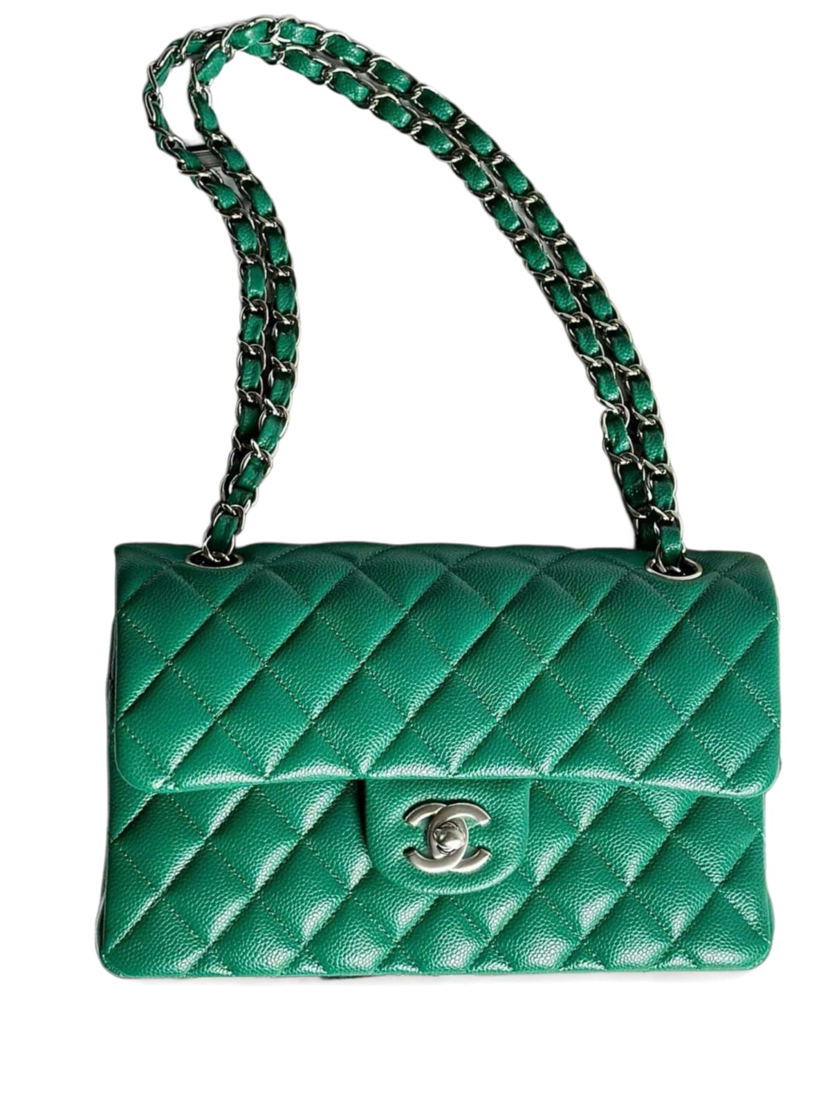 Chanel Classic Small Green Caviar SHW