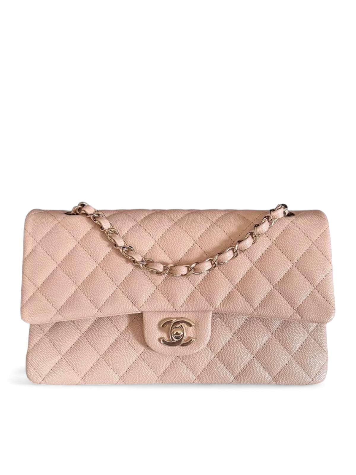 Chanel Classic Medium Light Beige Caviar LGHW