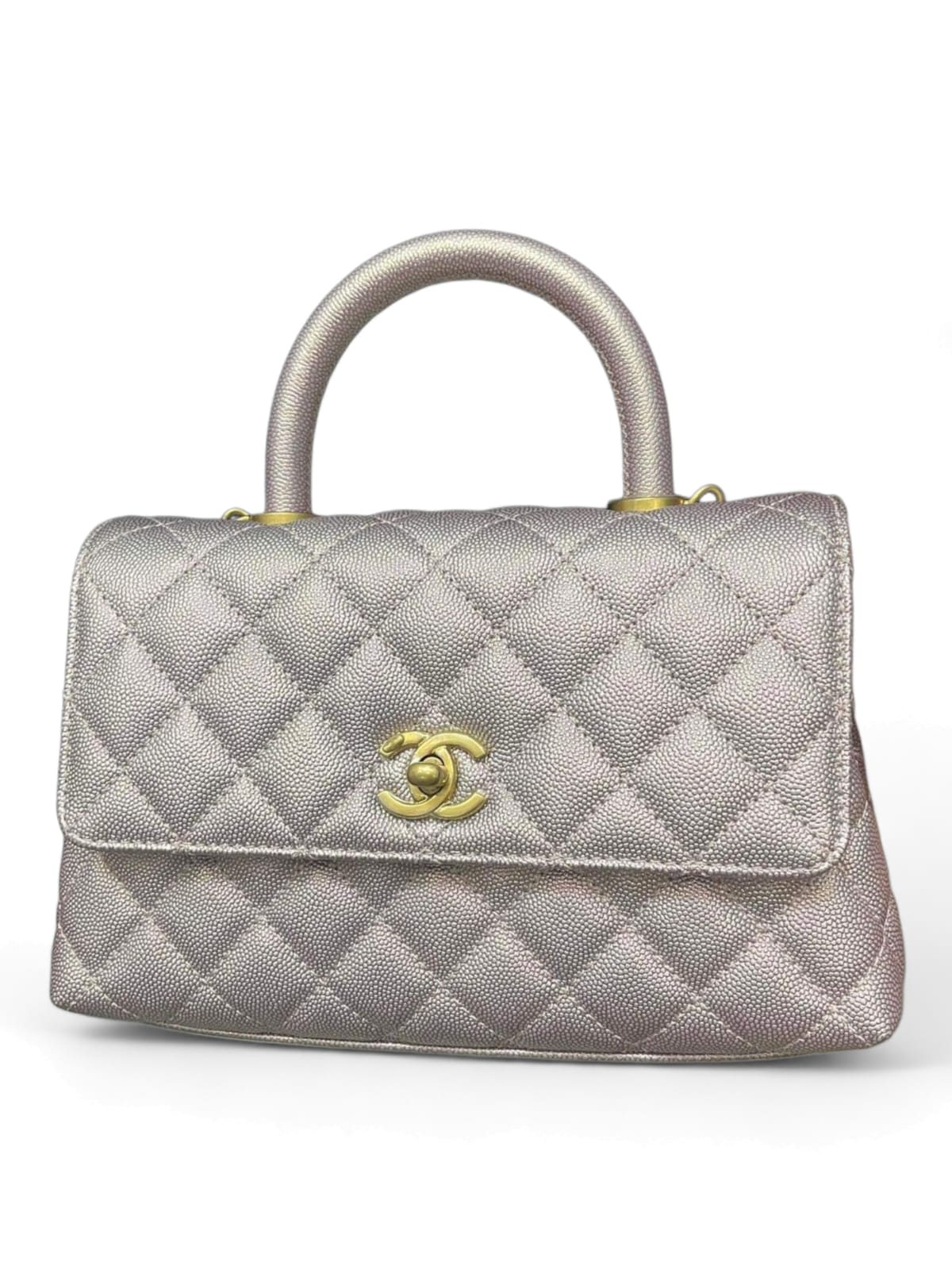 Chanel Coco Handle Small Purple Pearly Caviar AGHW