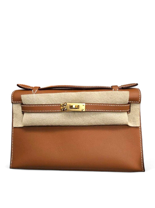 Hermes Kelly Pochette Gold Swift GHW