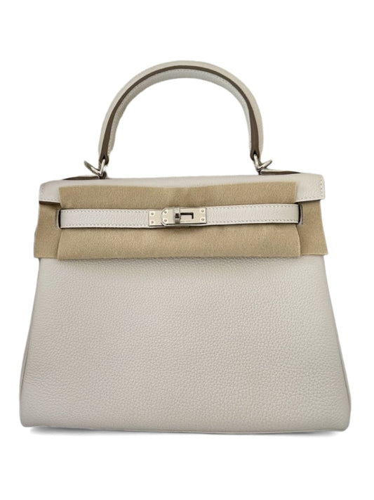 Hermes Kelly Retourne 25 Gris Pale Togo PHW