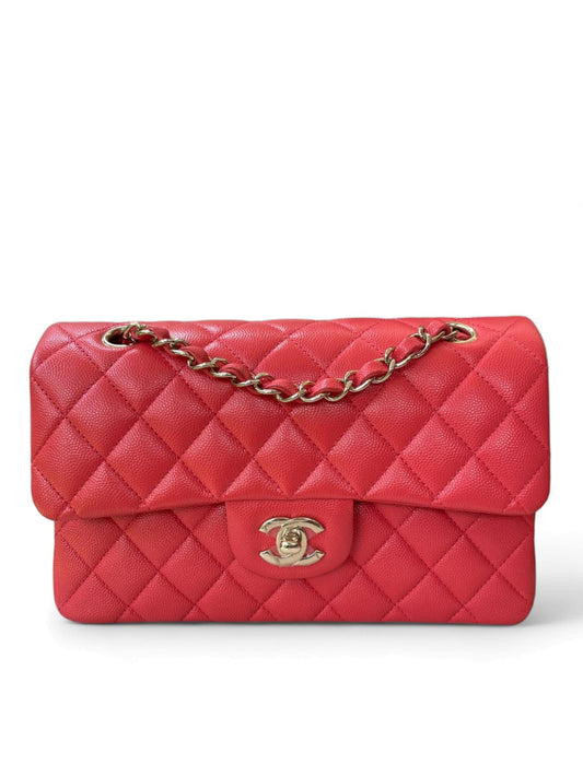 Chanel Classic Small Red Caviar LGHW