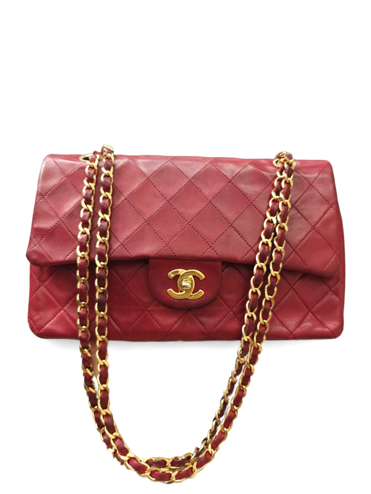 Chanel Classic Vintage Medium Red Lambskin GHW