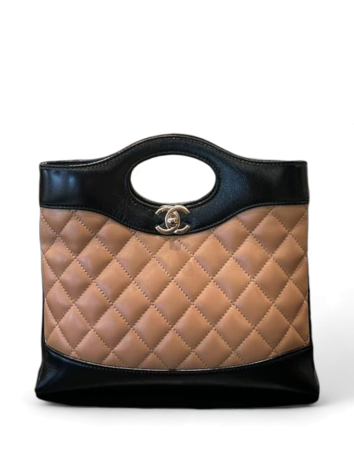 Chanel C31 Shopping Bag Mini Beige Black Calfskin LGHW 24B