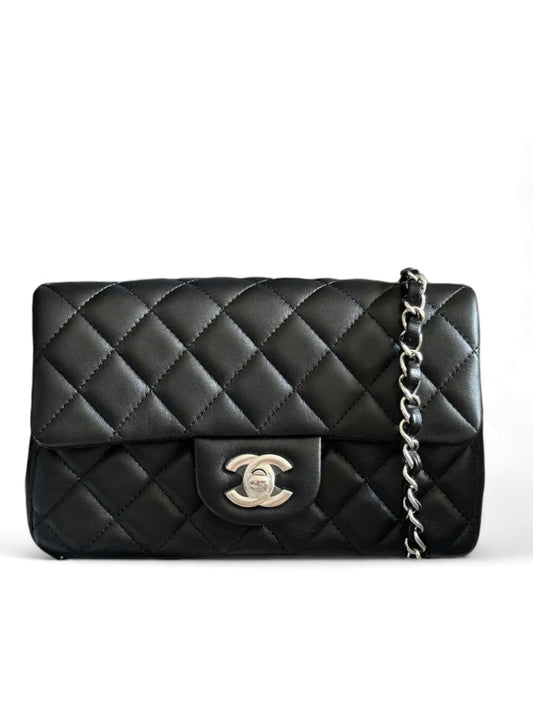 Chanel Mini Rectangular Black Lambskin SHW