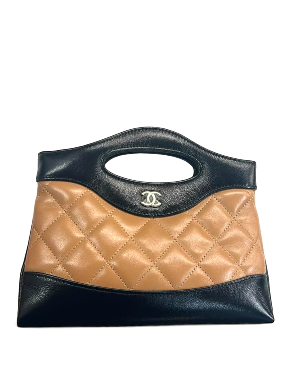 Chanel Hobo Nano Beige Black Calfskin LGHW 24B