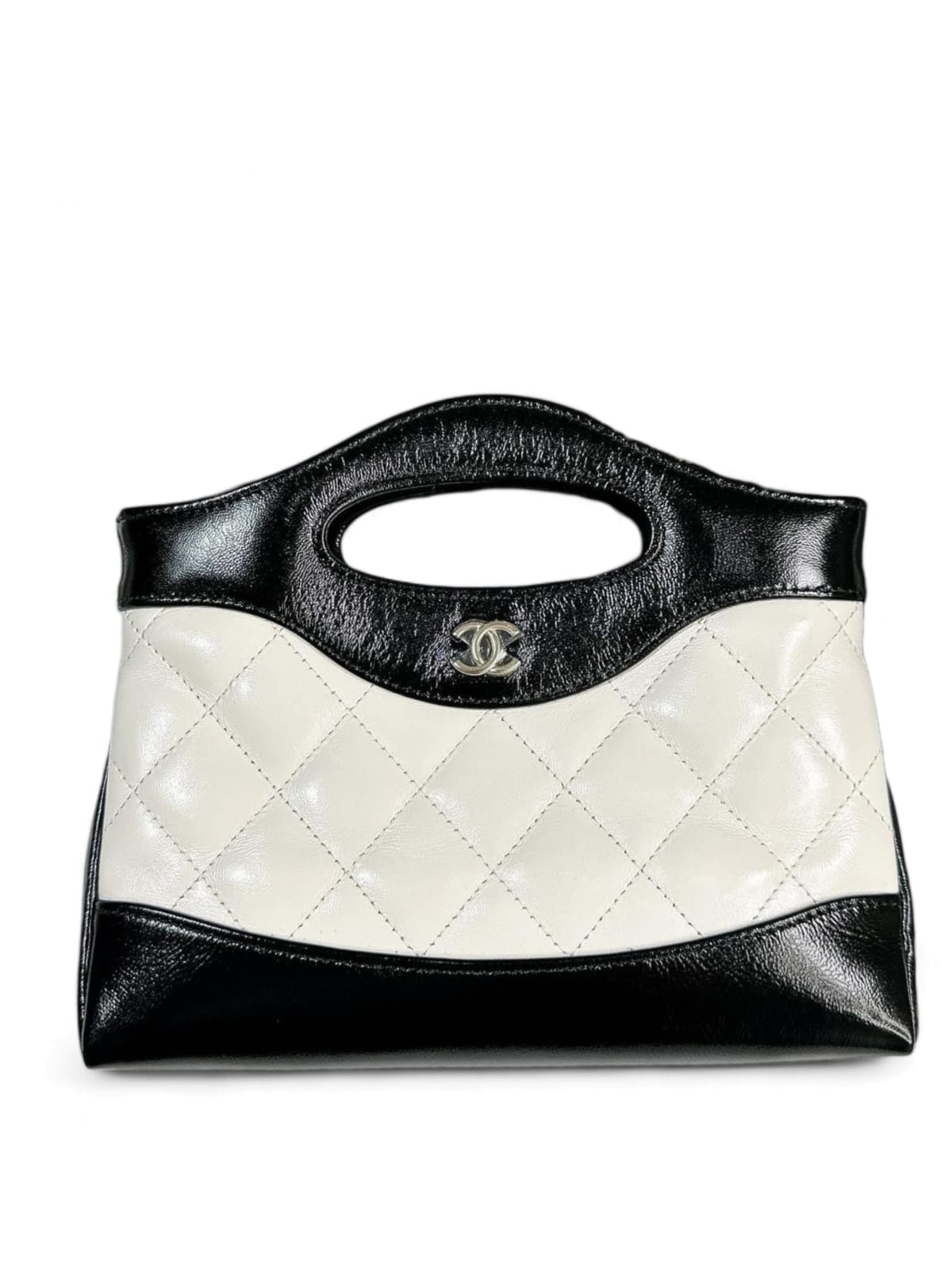 Chanel Hobo Nano White Black Calfskin LGHW